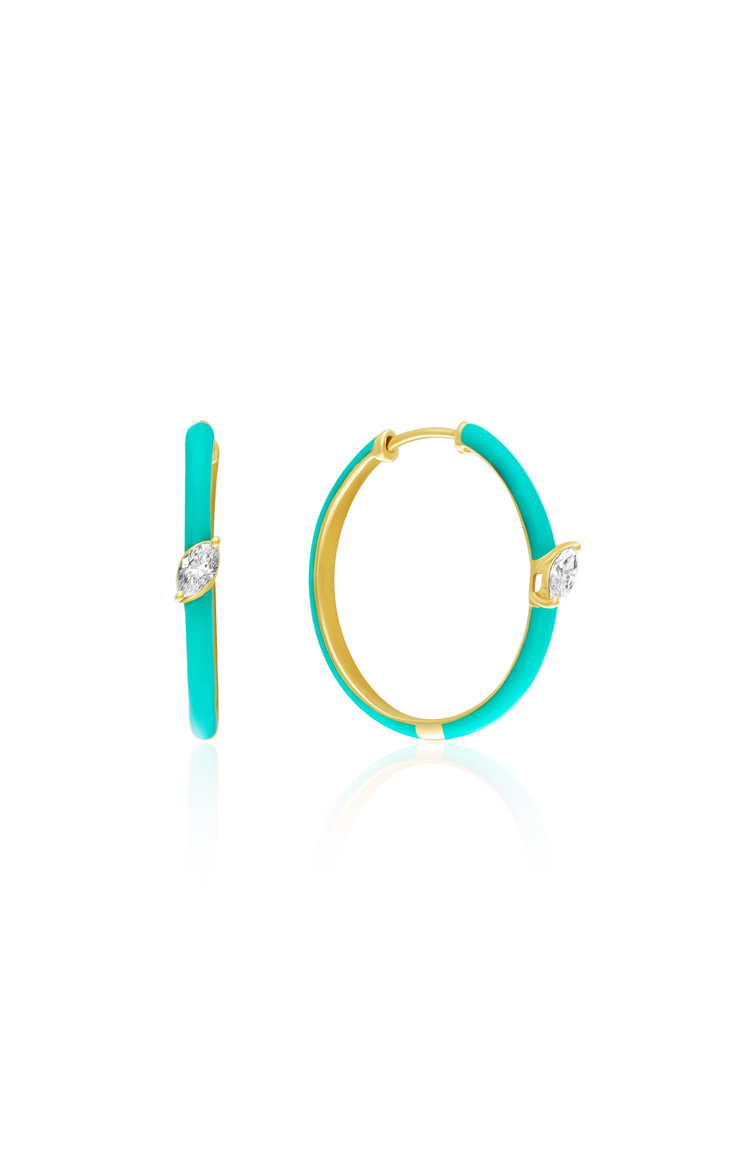Aqua Marquise Hoop Earrings